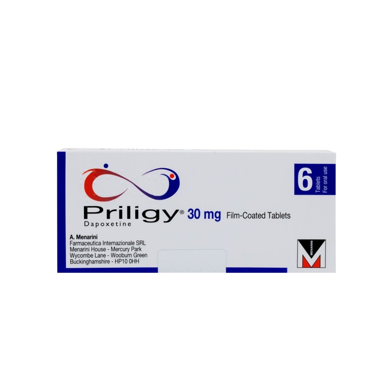 Box of Priligy tablets for premature ejaculation treatment