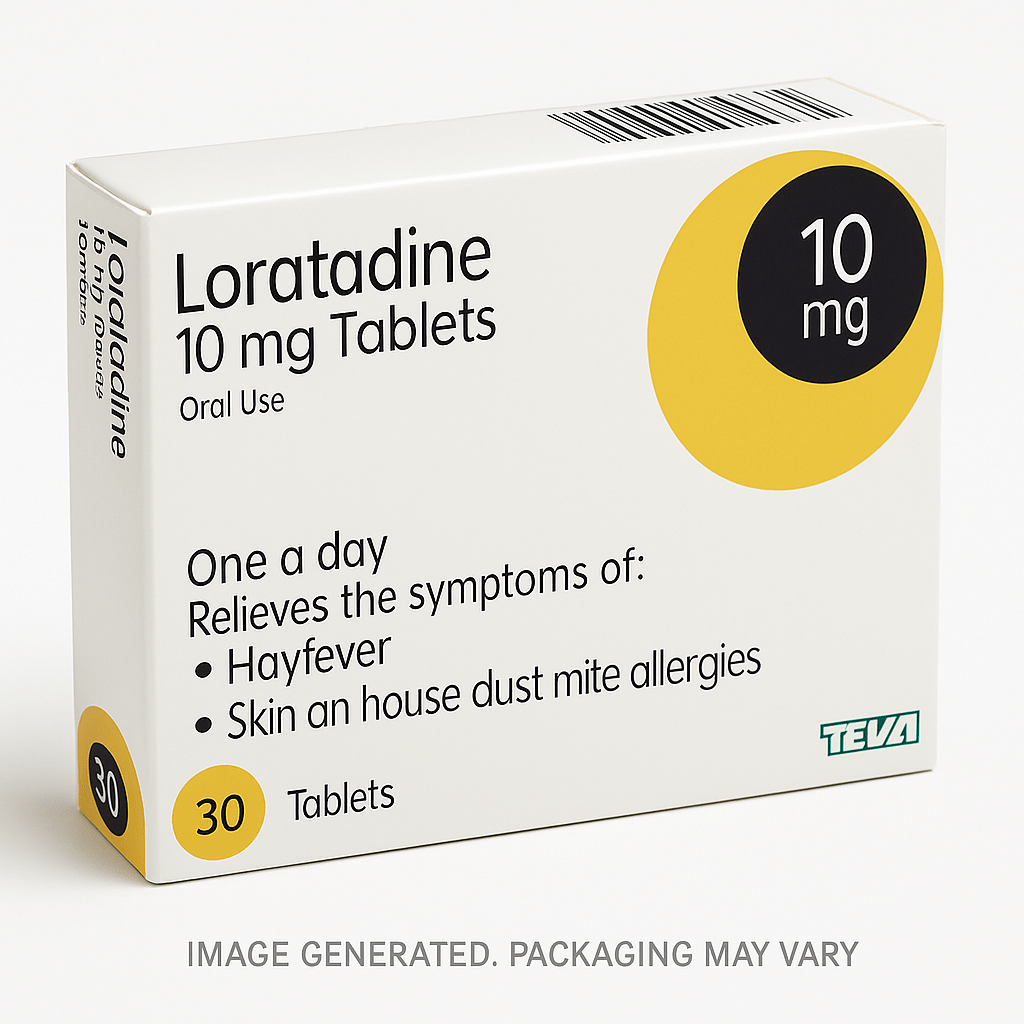 Loratadine 10mg Tablets pack for allergy relief