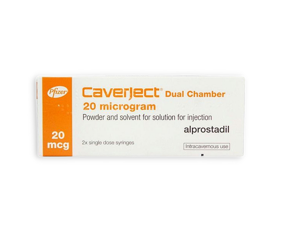 Box of Caverject injections for erectile dysfunction treatment
