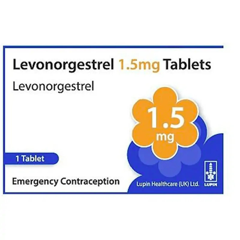 Box of Levonorgestrel 1.5 mg emergency contraceptive tablet