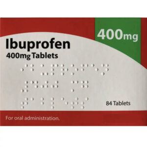 Box of Ibuprofen 400mg tablets used for arthritis and back pain