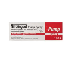 Box of Nitrolingual GTN Pumpspray 400 mcg 200 Dose for angina relief