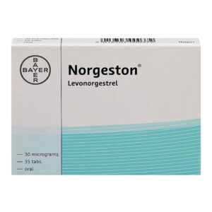 Box of Norgeston Tablets for progestogen-only contraception