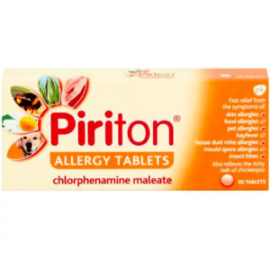 Box of Piriton Allergy Tablets for hayfever and rash relief