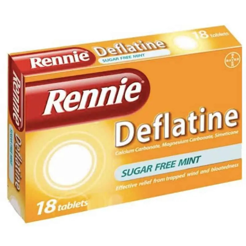 Rennie Deflatine Sugar Free Mint – 18 Tablets