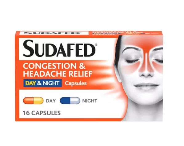 Sudafed Congestion & Headache Day & Night – 16 Capsules
