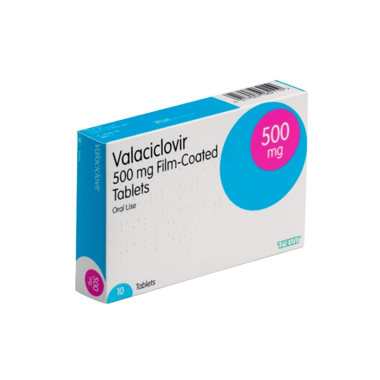 Valaciclovir 500mg Tablets packaging and blister pack for symptom relief