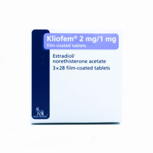 Box of Kliofem used for daily menopause symptom relief