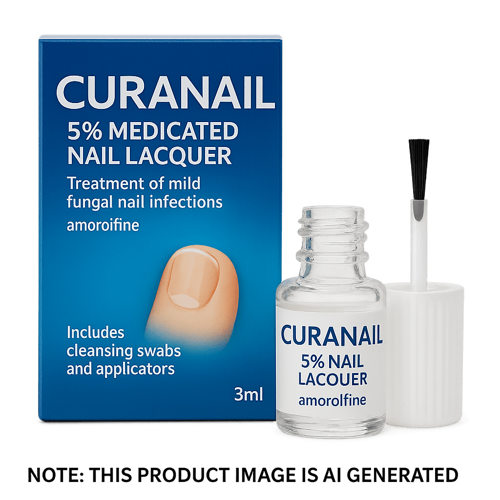 Box of Curanail 5% Nail Lacquer for fungal nail infections