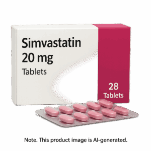 Box of Simvastatin Tablets used to lower cholesterol
