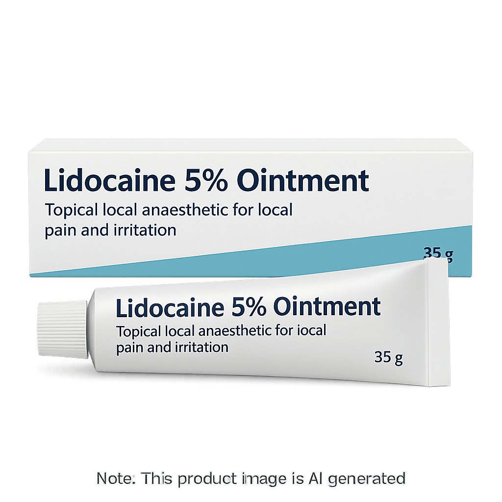 Tube of Lidocaine 5% Ointment for local anaesthetic relief