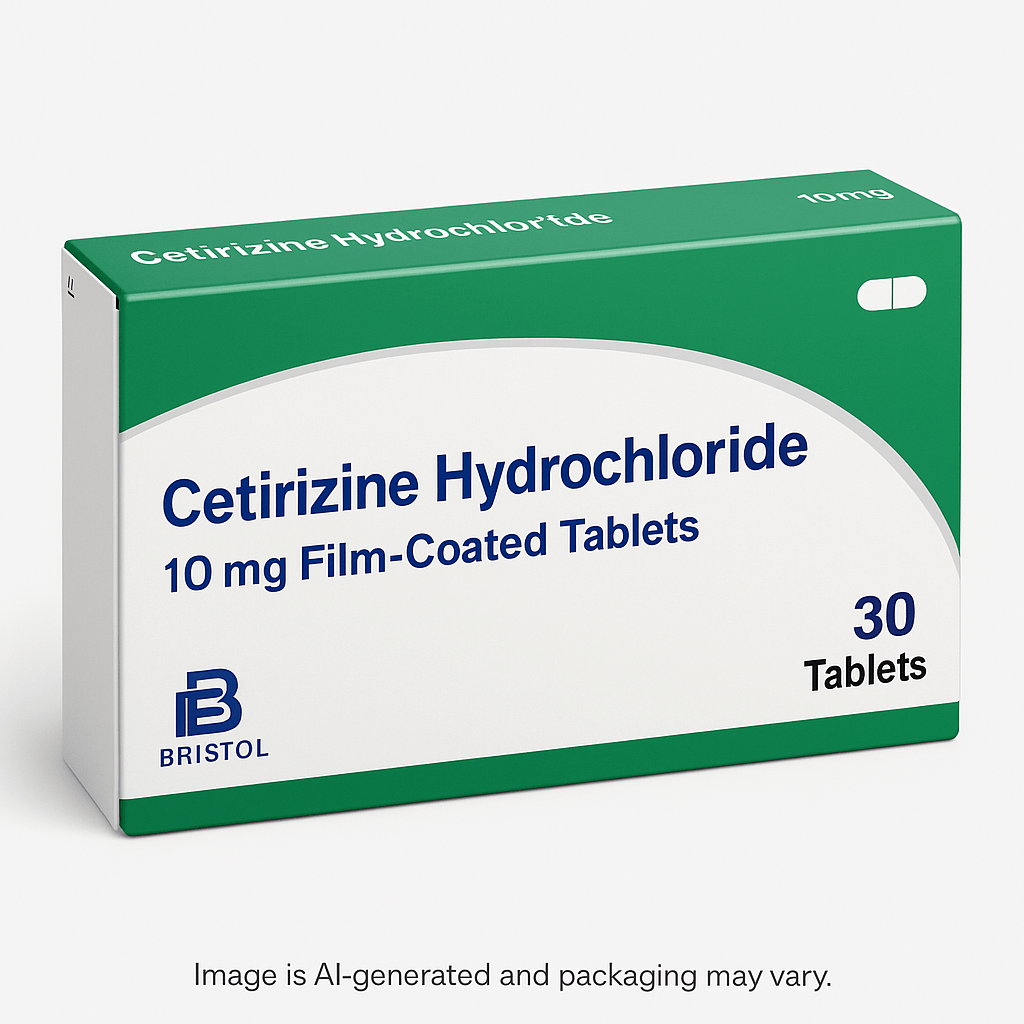 Box of Cetirizine 10mg Tablets for hayfever and allergy relief