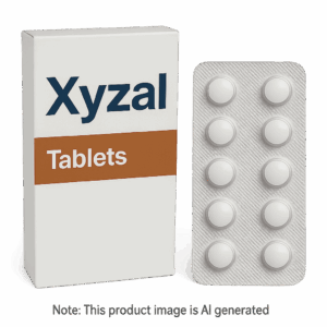 Box of Xyzal 5mg Tablets for allergy and hay fever relief