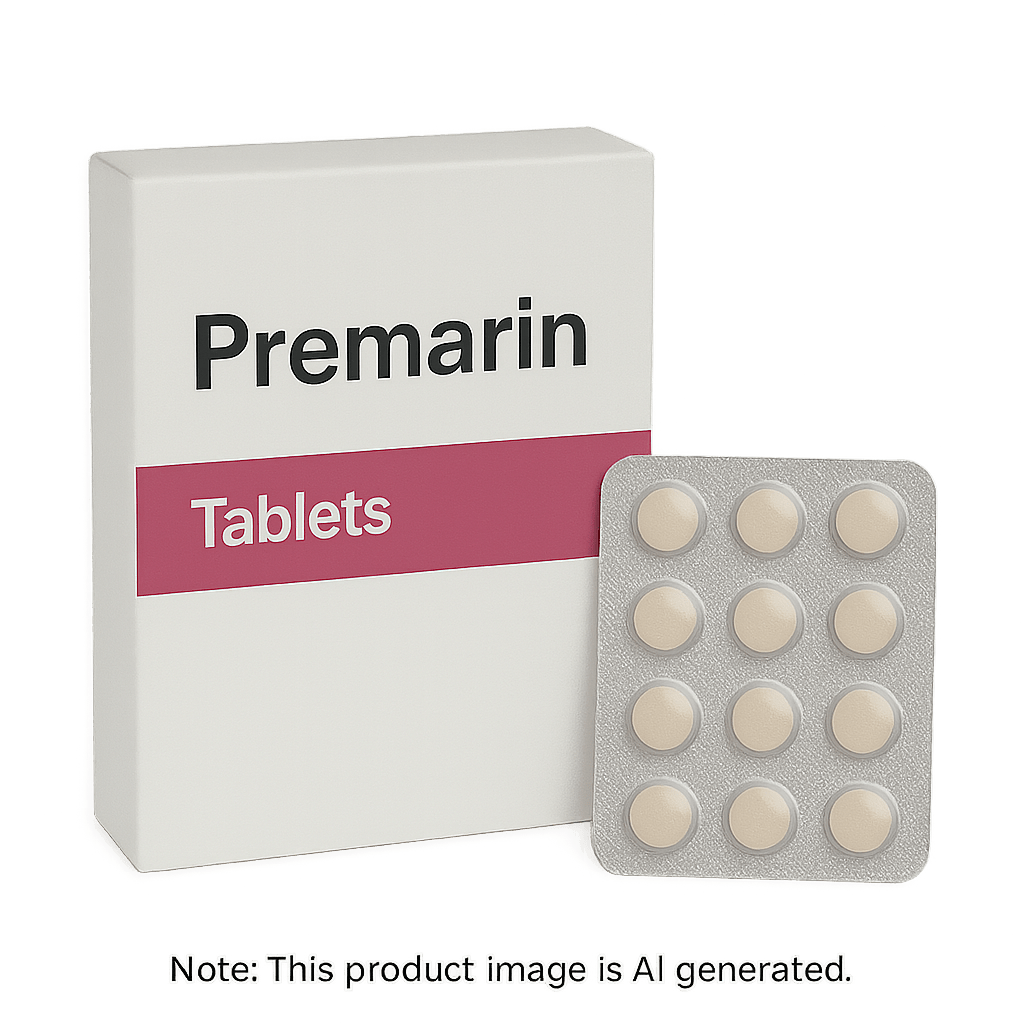 Box of Premarin Tablets for menopausal symptom relief