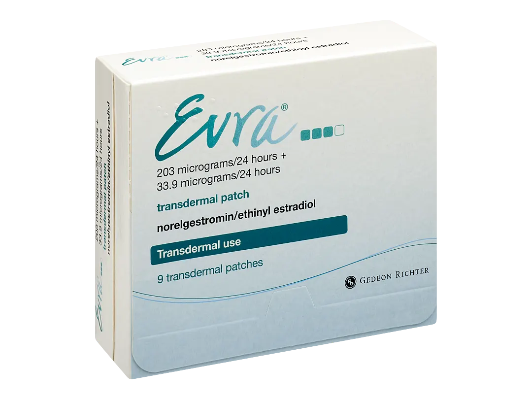 Box of Evra Patch used for hormonal contraception